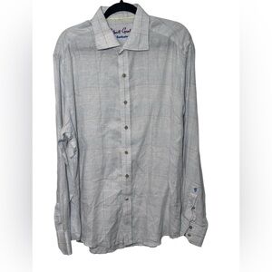 Robert Graham 100% Linen Long Sleeve Exclusive Flip Cuff Button Front Shirt SZ L